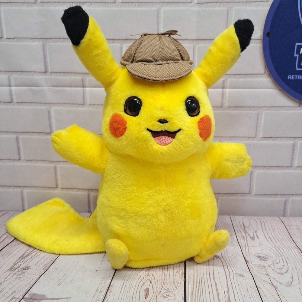 2019 Pokemon DETECTIVE PIKACHU with Hat 12" Stuffed Plush Wicked Cool Toys Talks